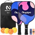 niupipo Pickleball Paddles, Fiberglass Surface Pickleball Set of 2, Lightweight Pickle Ball Rackets 2 Pack with 2 Indoor & 2 Outdoor Pickleball Balls and 1 Bag, Pickleball Set for Men, Women, Beginner