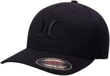 Hurley Mens Baseball Cap - Flexfit Fitted Baseball Caps for Men (Sizes: S-XL), Size Small-Medium, Black/(Black)