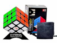 D ETERNAL Magnity 3M 3x3x3 Magnetic Cube 3x3 Magnet Magic Speed Cubic Puzzle Game for Kids Boys & Girls,Black, Multicolor (Magnity 3M 3x3 Black)