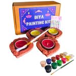 Make-Believe Festive Art & Craft - Diya Painting Kit with Designer Terracotta Diyas, Craft Kits, Diya Painting kit, Gifts for Ages 4 to 9, Diwali Craft kit