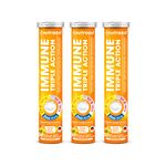 Nutrazul Immune Triple Action Effervescent Tablets - Vitamin C 1000 mg, Vitamin D 400 IU, Zinc 10mg I Orange 20's ( Pack of 3) I Gluten Free, Sugar Free, Lactose Free & Preservative Free I Maintains Immune Function, Healthy Bones, Cartilage, Teeth & Gums I Antioxidant For Physical & Mental Health