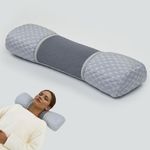 EDMILE Buckwheat Filling Neck Support Pillows, Buckwheat Hulls Adjustable Roll Pillow, Cervical Bolster Cooling Round Ergonomic Pillows for Lumbar Bed Legs Back Support, Grey 5"x20"