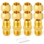 GASHER 4Packs Metals Brass Tube Fitting, Half-Union with Flare Nut, 3/8" Flare x 3/8" Flare Male Pipe Fittings