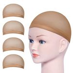 URAQT Wig Caps, 4 Pcs Stretchy Nylon Stocking Wig Cap Ultra Thin, Unisex Nude Wig Cap to Hold Wig in Place for Women Men, Breathable Wig Net Cap for Long Short Hair