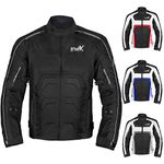 HWK Spyder Motorcycle Jacket for Men with Weather Resistant Cordura Textile Fabric for Enduro Motocross Motorbike Riding and Impact Protection Armor, Dual Sport Motorcycle Riding Jacket (Black, 2XL)