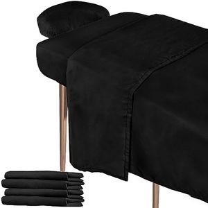 Oudain 2 Set Soft Microfiber Massage Table Sheets Sets Resistant Oil and Wrinkle 3 Piece Set Massage Therapy Supplies Includes Table Cover, Massage Table Fitted Sheet, Face Rest Cover(Black)