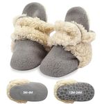 Zutano Unisex Fleece Baby Booties, Two Snap Closure, Newborn to 24 Months, Gray Furry, 6 Months Infant