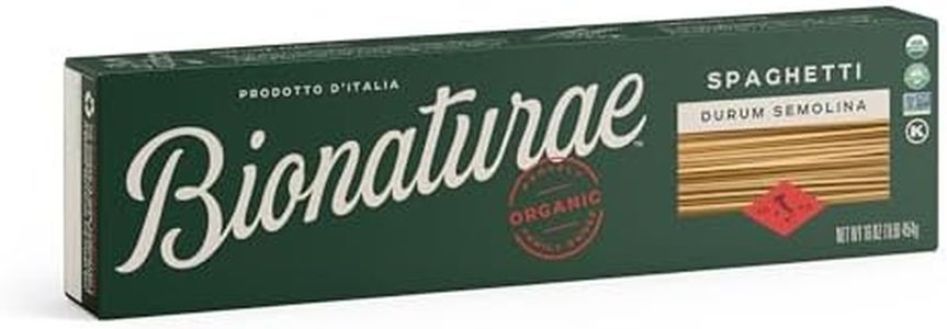 Bionaturae Spaghetti Pasta Noodles - Durum Semolina Pasta, Kosher, High Protein, Non-GMO, USDA Certified, Durum Semolina Spaghetti, Spaghetti Pasta Organic, Crafted in Italy - 16 Oz, 12 Pack