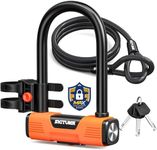 Bike U Lock - Sigtuna Bike Lock Cut Resistant, Heavy Duty Anti-Theft with 4ft/1.2m Cable, Bicycle Lock Made in Cut-Resistant Special Steel with Sturdy Mounting Bracket for Bikes, Ebikes, Scooters.