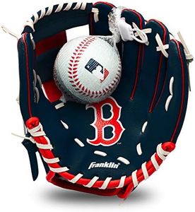 Franklin Sports MLB Youth Teeball Glove and Ball Set - Kids Boston Red Sox Baseball and Teeball Glove and Ball - Perfect First Kids Glove - 9.5", One Size, Team Specific