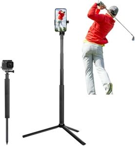 Golf Tripod Selfie Stick with Ground Spike Stake, Golf Swing Analyzer Holder for Training Aid, Golf Phone Holder Selfie Stick Tripod for Recording Golf Swings