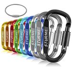 STURME Locking Carabiner Aluminum D Ring Clip D Shape Super Durable Strong and Light Large Carabiner Heavy Duty Keyring Keychain Clip for Outdoor Camping Screw Gate Lock Hooks Spring Link