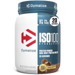 Dymatize ISO100 Whey Protein Powder Isolate, Gourmet Chocolate, 25g of Protein, 20 Servings, 5.5g BCAAs, Less Than 120 Cal., Gluten Free, 1g Fat, 1g Sugar, 2g Carb.