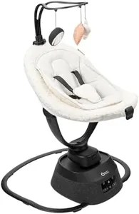 Babymoov Swoon Evolution Connect, App-Controlled Smart Baby Swing, Curly White