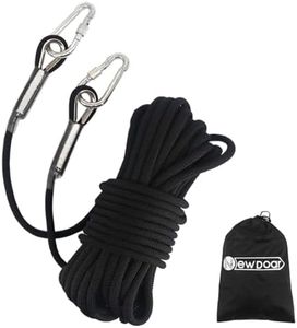 NewDoar Climbing Rope 8(5/16in),10mm (3/8in), High Strength Accessory Cord Rope with 2 Steel Hooks, for Outdoor Rescue Rappelling Rope Down Cliffs ledges Safety Escape Tow Strap Equipment(Black)