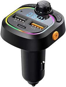 Bluetooth Car Adapter, Wireless FM Transmitter Radio Receiver Adapter Car Kit,with Dual USB Car Charging Ports, Hands Free Calling, Music Player Support TF/SD Card, USB Disk