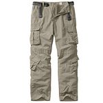 Jessie Kidden Men's Outdoor Casual Quick Drying Lightweight Hiking Cargo Pants with 8 Pockets #6052-Khaki-30