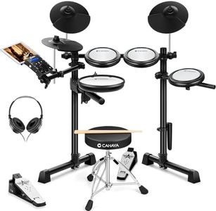 CAHAYA Electric Drum Set Beginner - Drum Kit for Adults Kids Portable 350 Sounds 25 Kits with 4 Quiet Mesh Pads Headphones 2 Pedals 2 Drumsticks Drum Throne