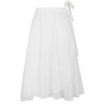 Deesorxin Ballet Skirt for Women Long Wrap Skirt Sheer Dance Costumes with Adjustable Waist tie for Adult Ladies Big Girls White