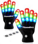 The Noodley LED Gloves Flashing Light Up Glowing Halloween Birthday Party Rave Accessory in Ages 13 and up (Large, Black)