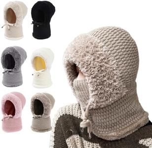 3 in 1 Warm Beanie Hat with Scarf Mask - Windproof Hooded Snow Cap for Women Outdoor Activities (Khaki)
