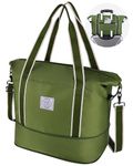 WALNEW Travel Duffel Bag, Weekender Overnight Carry On Bag for Women Men, Army Green, Waterproof Travel Duffle Bag With Metal Buckle and Detachable Shoulder Strap