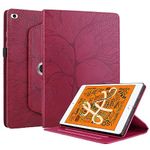 TIPOYOROO Case for iPad Mini 5 Generation, iPad Mini 1/2/3/4/5th Rotating Case PU Leather Folio Stand Cover Flip Shell with Pen Holder for Apple iPad Mini 7.9 inch- Red