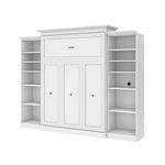 Bestar Versatile Queen Murphy Bed and 2 Closet Organizers (115W) in White