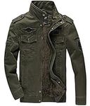 KEFITEVD Men's Winter Coat Fleece Warm Cargo Military Jacket Multi Pocket Outerwear Army Green(Size:M)