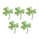 5pcs Clover Embroidered Patches Green Leaf Sew On Patches Decorative Lucky Irish Shamrock Emblem Iron On Appliques for DIY Clothing Jacket Backpack Jeans Bag Embellishment