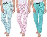 Real Basics Women's Cotton Printed Pyjama Pack of 3(RB-W-PJ-L-P3-S1 (Pan+Sberry+Chop) L)