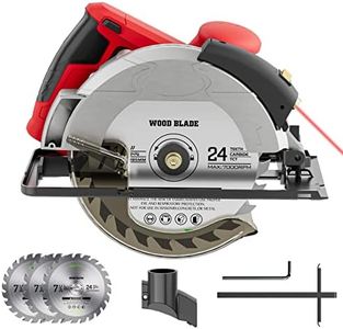 Electric 1500W Corded Saw with 7-1/4'' Circular Saw Blade, 3 Blades, Laser Guide, Max Cutting Depth 2.45'' (90°), 1.81'' (45°) for Wood and Log Cutting