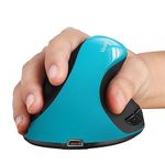 Vassink Ergonomic Mouse, Rechargeable Wireless Mouse Right Handed Small Mouse with 6 Buttons 3 Adjustable 800/1200/1600 DPI for Laptop,Desktop (Blue)