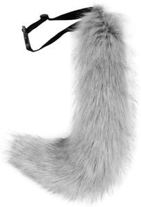 HAOAN Faux Fur Wolf Tail Furry Wolf Fox Halloween Party Christmas Costume Props Darkgray