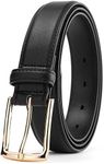 Weifert Women Dress Belt Black Leather Belts for Jeans Golden buckle (Black1, 36-38)