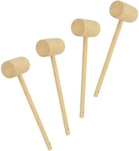 Southern Homewares Wooden Crab Mallet Seafood Lobster Shellfish Cracker Hardwood Hammer Set of 4