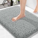 Amazon Brand – Solimo Premium Anti-Slip Microfibre Bathmat | 80cm x 50cm | Pale Grey | 2000 GSM | Rectangular | Water Absorbent | Non-Slip Base | Quick-Dry | Machine Washable