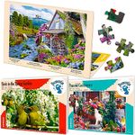 63 Pieces Dementia Puzzles for Elderly - Large Piece Activities Products for Seniors by QUOKKA - 3 Alzheimers Jigsaw Puzzle Games for Adults with Birds and Cats - Cognitive Gifts Toy for Men and Women