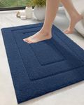 DEXI Bathroom Rug Bath Mat Non Slip Absorbent Soft Carpet for Tub Shower Room Bathroom Machine Washable Bath Rug 16"x24" Navy