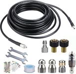 CREEXEON Sewer Jetter Kit for Pressure Washer, 50 FT Washer Hose, 4 Efficient Sewer Nozzles Included, 2 Pieces M22 Couplers Brass Thread,Pearl Corsage Pin Waterproof Tape, Upgraded 5800PSI