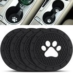 Boao 4 Packs Car Cup Holder Coaster 2.75 Inch Paw Silicone Anti Slip Dog Paw Coaster Mat Accessories for Most Cars, Trucks, RVs and More (Black)