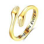 INFUSEU Gold Hug Ring from Heaven for Women Daughter Sterling Silver Adjustable Hugging Hand Love Jewelry Toe Girl Her Girlfriend Wife Birthday Valentines Anniversary Friendship