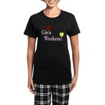 CafePress Girls Weekend Wine Women's Dark Pajamas Womens Novelty Cotton Pyjama Set, Comfortable PJ Sleepwear