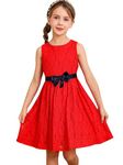 BONNY BILLY Girls Sleeveless Lace Flower Wedding Evening Special Occasion Dress with Bow Sash 10-11 Years Red