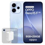 OPPO Reno15 F 5G Unlocked Smartphone, 8+256GB, 50MP FOV 100° Ultra-Wide Selfie Camera, 6.57" 120Hz Display, AI Portrait Glow, 6500mAh Battery, IP69, Aurora Blue (Include 80W SUPERVOOC Charger)