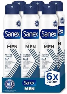 Sanex Men Active Control Desodorante Spray para Hombre, Pack 6 uds x 200 ml, Protección 48H, Antitranspirante, Anti Irritación, 0% Alcohol, Combate el Mal Olor, Larga Duración