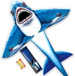 SGftre Three Headed Shark Kite for Kids and Adults,Kites for Kids Ages 8-12 Easy to Fly,Single Line Beach and Park Kite for Family Outdoor Games & Activities (Three-Headed Shark)