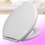 MLD Toilet Seat Slow Close Oval Shaped | Quiet Close Toilet Seat Cover | Toilet Seat for Bathroom | Hydraulic | Noise Proof | WC Seat Cover Commode Cover HOVL4052 (Color-White,Plastic)