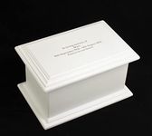 Adult Large MDF Wood Casket Cremation Ashes Urn Box, Fully Personalised, White Wood (With Engraved Text On Top)