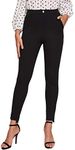 SweatyRocks Women's Casual Skinny Leggings Stretchy High Waisted Work Pants Elastic Waisted Black Large